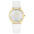 Titan Nebula Lotus 18 KT Gold Quartz Analog Blue Mother of Pearl Dial Leather Strap Watch For Women