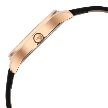Fastrack Stunners Quartz Analog Black Dial Black Leather Strap Watch For Girls