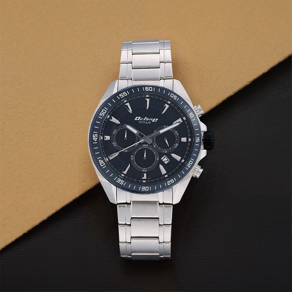 Buy Online Titan Octane Blue Dial Chronograph Stainless Steel