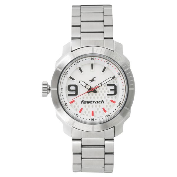 Fastrack Loopholes Quartz Analog White Dial Stainless Steel Strap Watch for Guys - image number 0