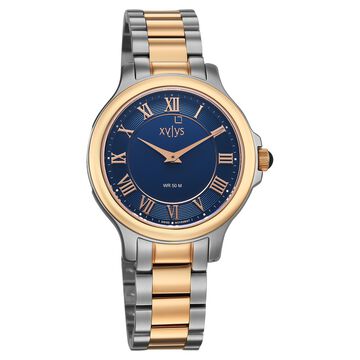 Xylys Genevieve Quartz Analog Blue Dial Two Tones Stainless Steel Strap Watch For Women