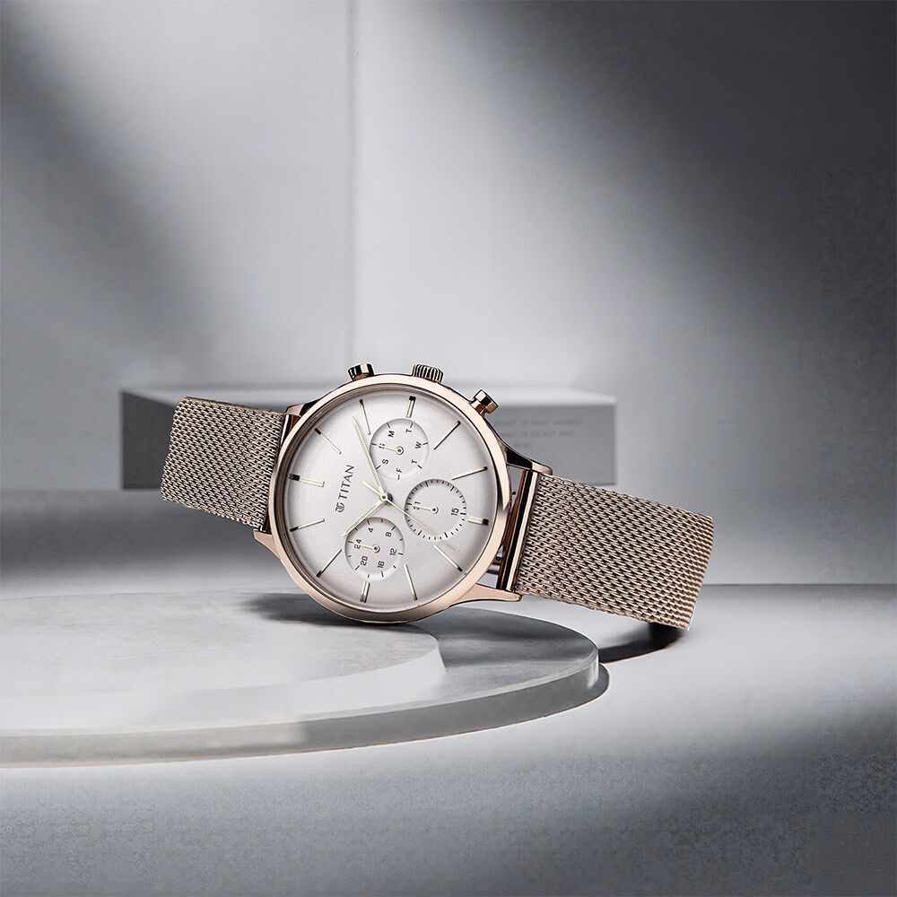 Buy Online Titan Light Leathers Silver Dial Quartz Multifunction