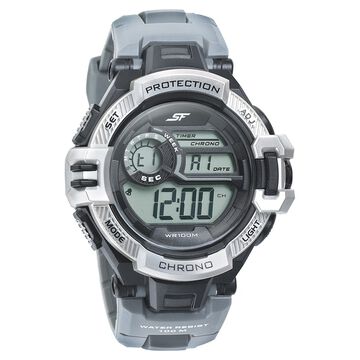 SF Digital Dial Grey PU Strap Watch for Men