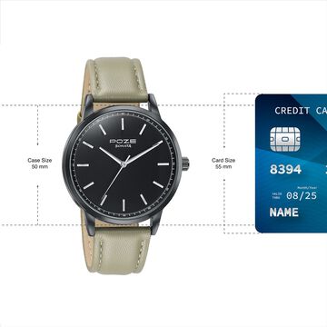 Poze By Sonata Quartz Analog Black Dial Beige Leather Strap Watch For Men