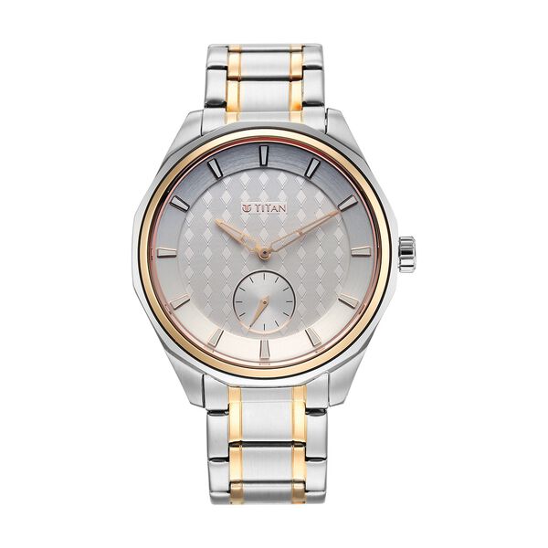 Titan Regalia Opulent Offset Second Hand White Dial Rose Gold Bimetal Strap Watch For Men - image number 1