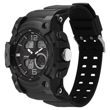 Fastrack StreetStyle Quartz Analog Digital Black Dial Black Polyether Strap Watch For Guys