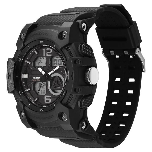 Fastrack StreetStyle Quartz Analog Digital Black Dial Black Polyether Strap Watch For Guys - image number 2
