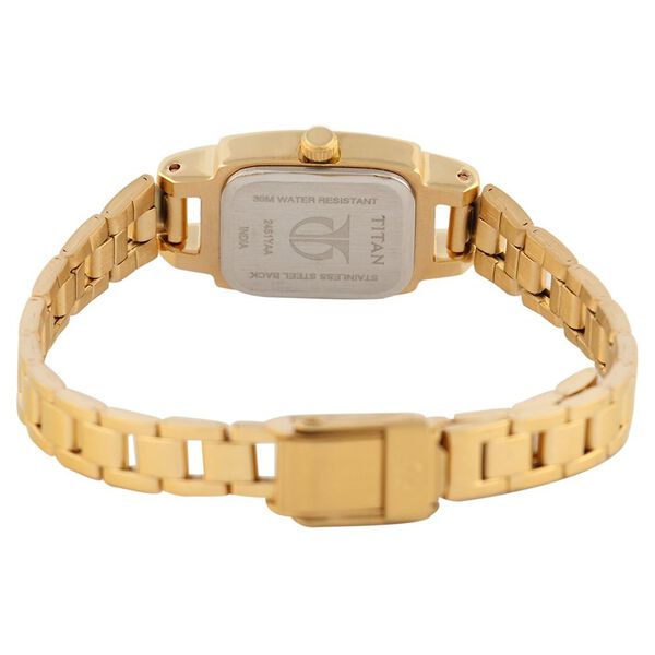 Titan Quartz Analog Champagne Dial Stainless Steel Strap Watch for Women - image number 2