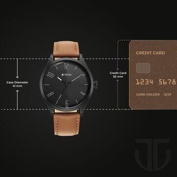 Titan Quartz Analog Black Dial Leather Strap Watch for Men