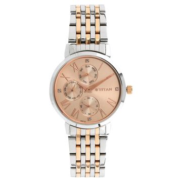 Titan Workwear Rose Gold Dial Women Watch With Stainless Steel Strap