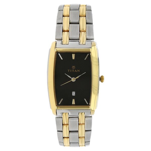 Titan Quartz Analog with Date Black Dial Stainless Steel Strap Watch for Men - image number 0