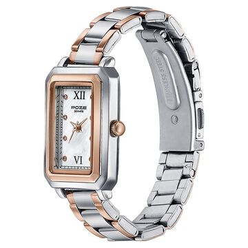 Sonata Poze Quartz Analog White Mother of Pearl Dial Two Toned Colour Stainless Steel Strap Watch For Women