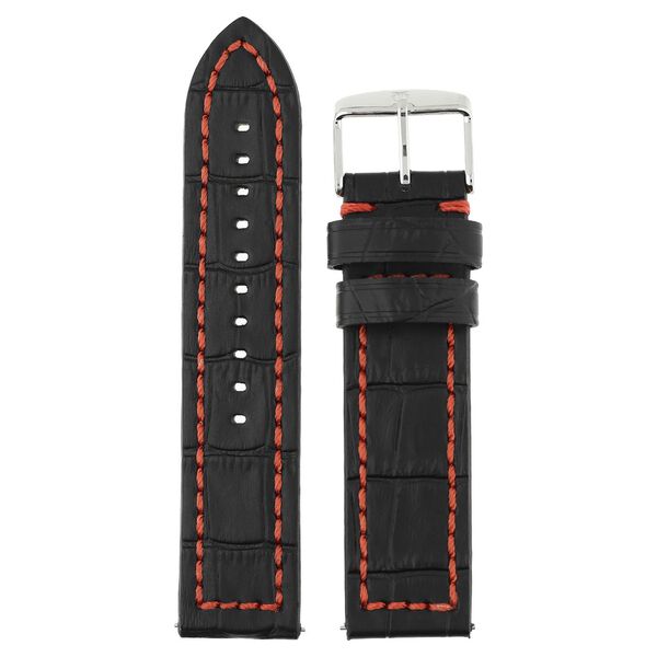22 mm Black Genuine Leather Strap for Men - image number 0