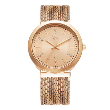 Fastrack Vyb Flare Quartz Analog Rose Gold Dial Metal Strap Watch for Girls