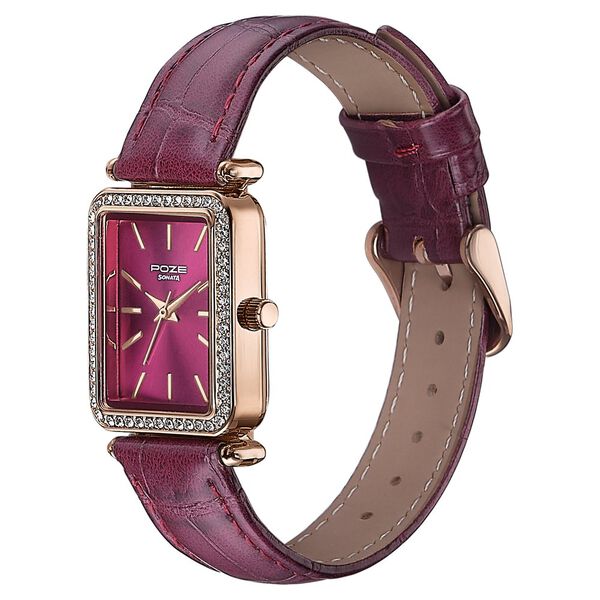Sonata Poze Quartz Analog Purple Dial Leather Strap Watch For Women - image number 3