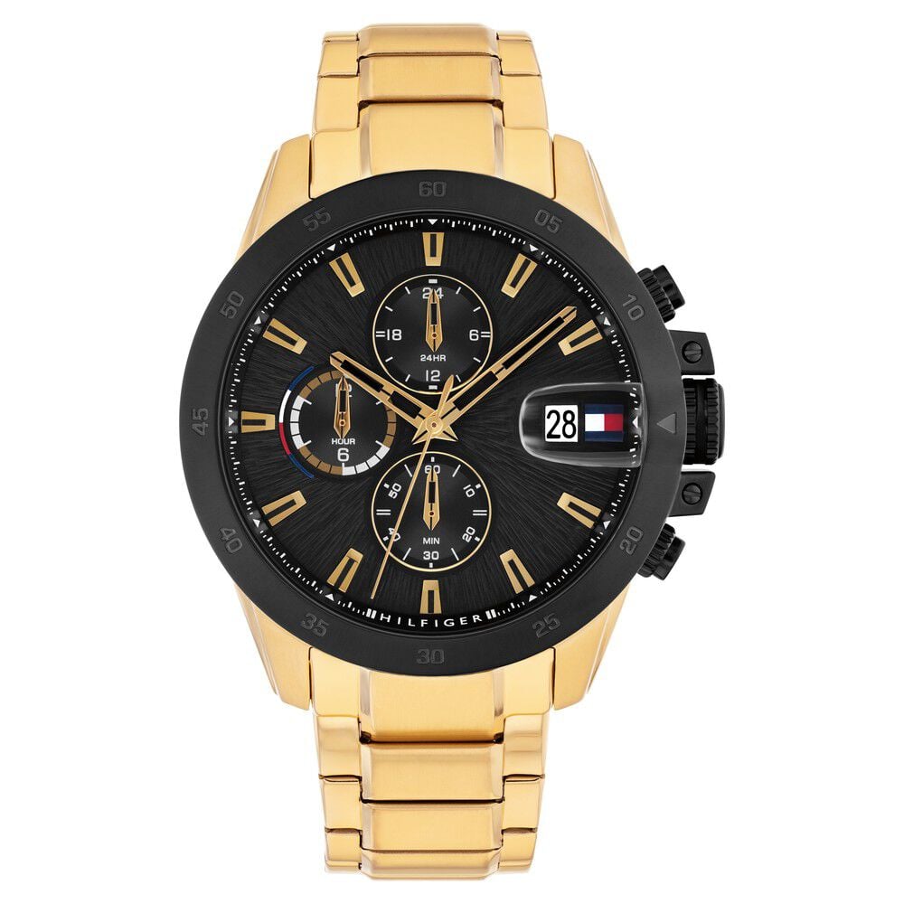 Tommy Hilfiger Quartz Multifunction Black Dial Golden Stainless Steel Strap Watch For Men-picture-14