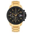 Tommy Hilfiger Quartz Multifunction Black Dial Golden Stainless Steel Strap Watch For Men - image number 0