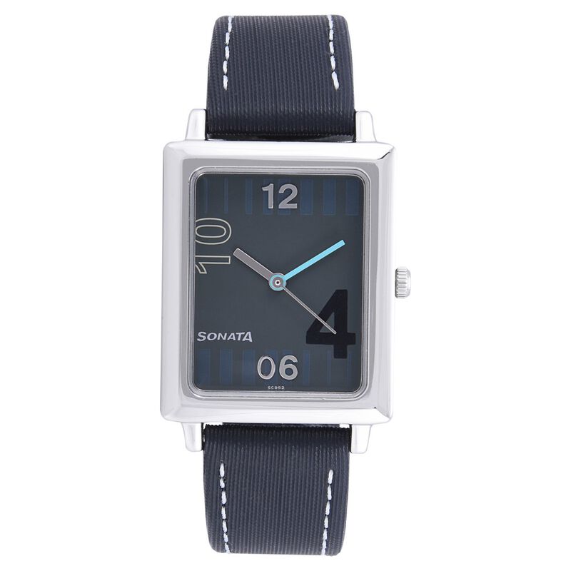 Sonata Quartz Analog Grey Dial Leather Strap Watch for Men