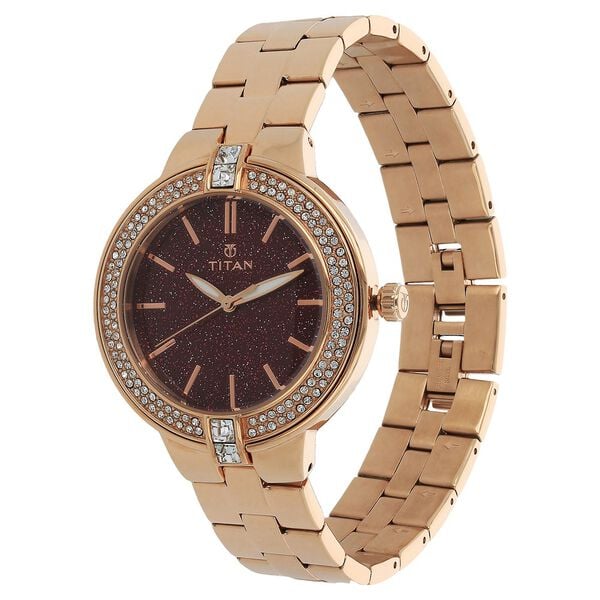 Titan Quartz Analog Red Dial Stainless Steel Strap Watch for Women - image number 1