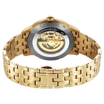 Titan Golden Heart Skeletal Automatic Analog with Silver Dial Yellow Gold Stainless Steel Strap Watch for Men