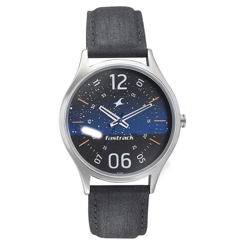 Buy Online Fastrack Space Rover Quartz Analog Blue Dial Leather Strap ...