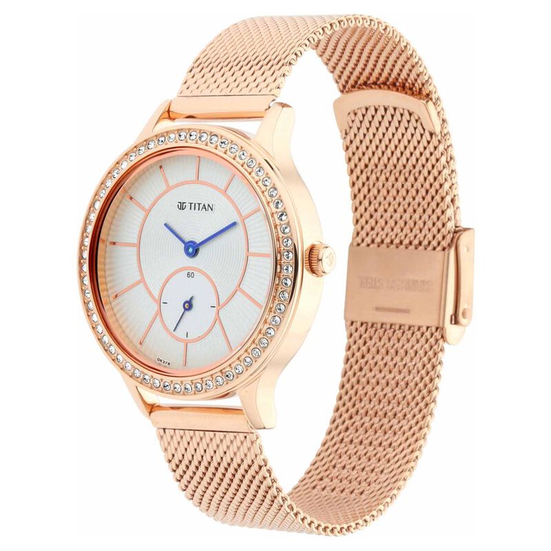 Titan Sparkle Rose Gold Dial Analog Metal Strap watch for Women - image number 1