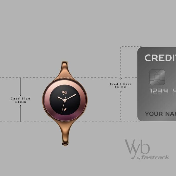 Vyb Slayer By Fastrack Quartz Analog Black Dial Brown Metal Strap Watch For Girls - image number 3