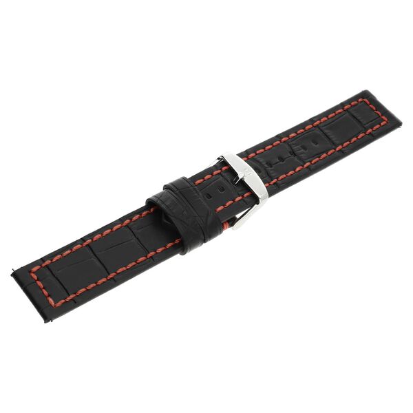 22 mm Black Genuine Leather Strap for Men - image number 3