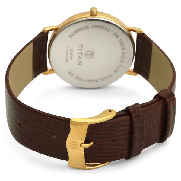 Titan Nebula Vintage 18k Gold Analog Leather Strap Watch for Men - image number 2