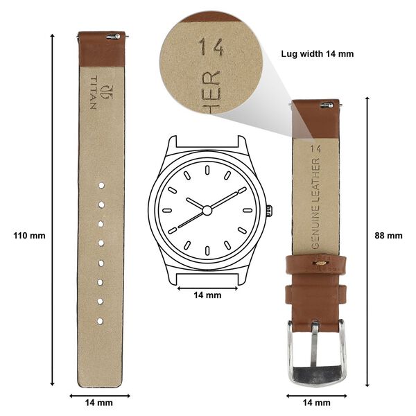 14 mm Brown Genuine Leather Strap for Women - image number 1