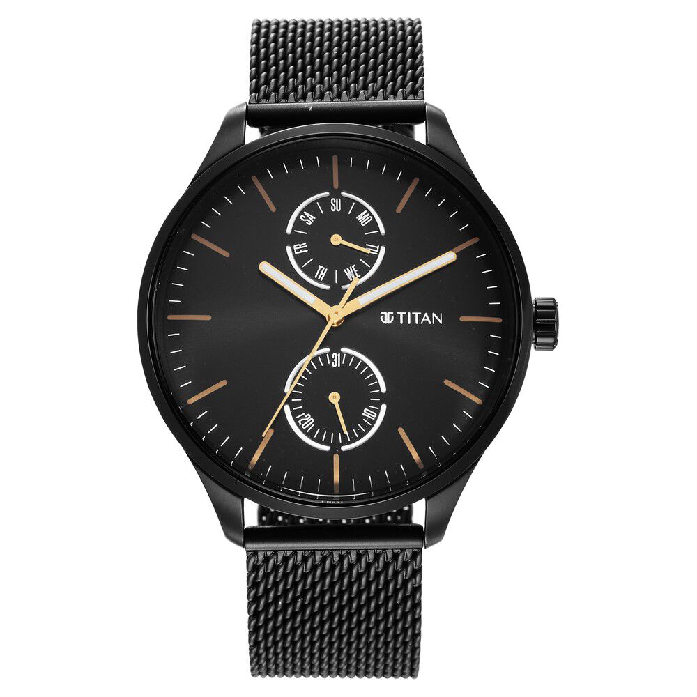 Titan black steel watches on sale