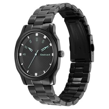 Fastrack Stunners Quartz Analog Black Dial Stainless Steel Strap Watch for Guys