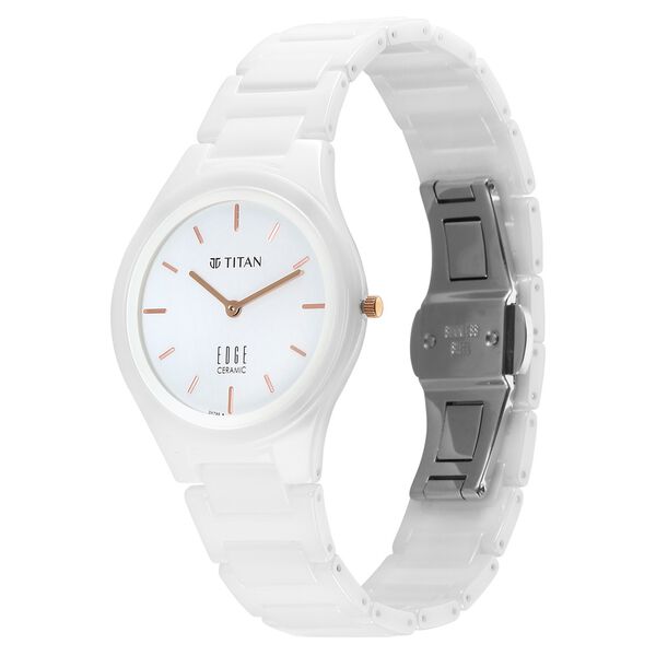 Titan Edge Ceramic Quartz in Arctic White Dial Watch for Women - image number 5