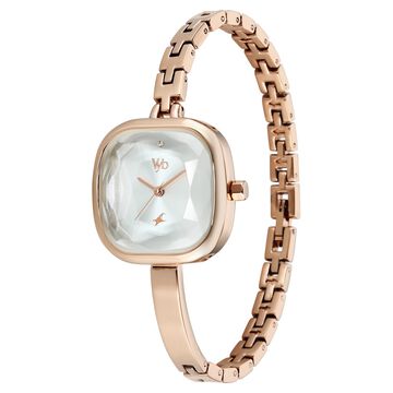 Vyb Aurora By Fastrack Quartz Analog Silver Dial Rose Gold Metal Strap Watch For Girls