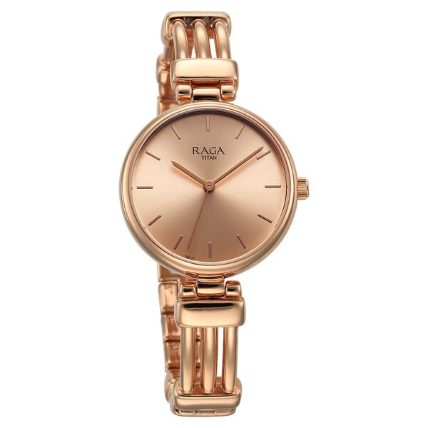 Titan Raga Showstopper Quartz Analog Rose Gold Dial Metal Strap Watch for Women - image number 1