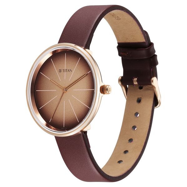 Titan Stackables Quartz Analog Brown Dial Leather Strap Watch For Women - image number 2