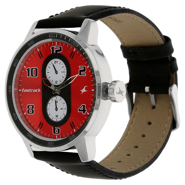 Fastrack Quartz Analog Red Dial Leather Strap Watch for Guys - image number 1