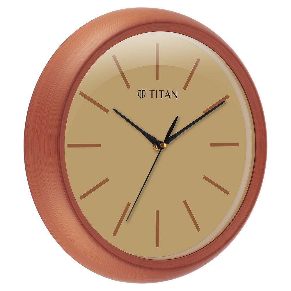 Buy Online Titan Classic Brown Colour Wall Clock with Silent Sweep