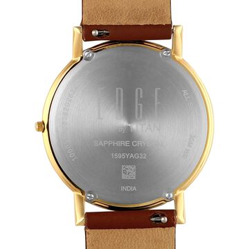 Edge Dynasty Quartz Analog White Dial Brown Leather Strap Watch For Men