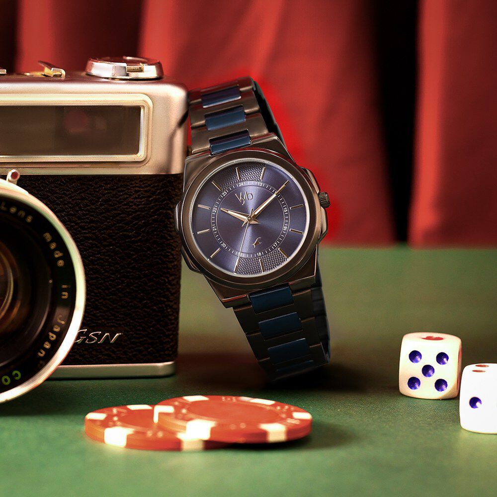 Buy Online Vyb Nimbus By Fastrack Quartz Analog Blue Dial Two