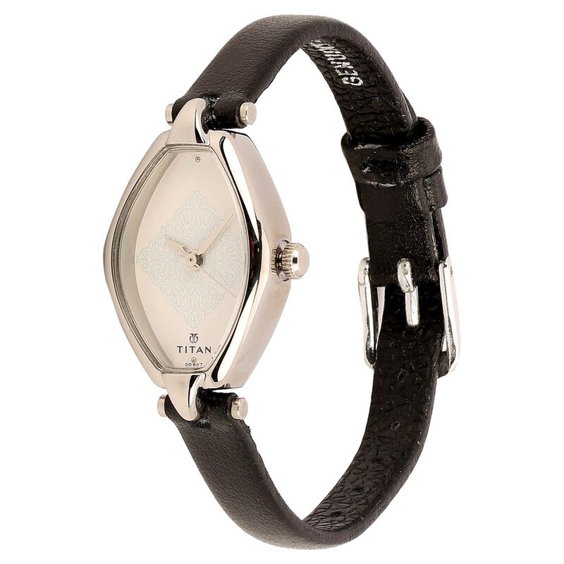 Titan Quartz Analog White Dial Leather Strap Watch for Women - image number 1