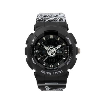 Zoop Samurai Quartz Digital Watch For Boys With Black Dial Black Polyether Strap From House Of Titan