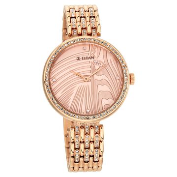 Titan Animalia Quartz Analog Dial Rose Gold Stainless Steel Strap Watch For Women