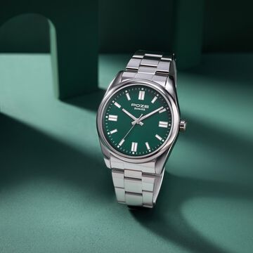 Sonata Poze Quartz Analog Green Dial Metal Strap Watch for Men