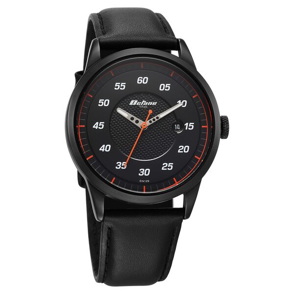 Titan Octane Quartz Analog with Date Black Dial With Black Leather Strap Watch For Men - image number 1