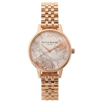 Olivia Burton Quartz Analog White Dial Stainless Steel Strap Watch for Women