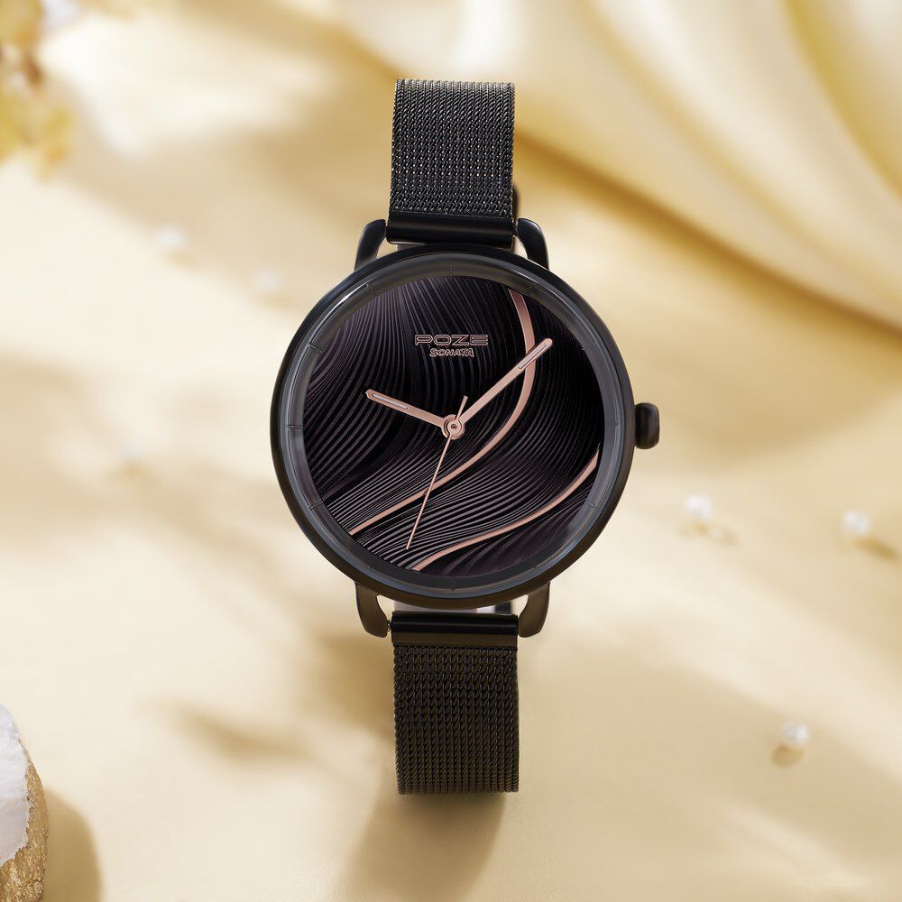 Sonata black dial watch for womens top