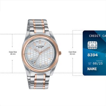 Poze By Sonata Quartz Analog Silver Dial Two Toned Metal Strap Watch For Men