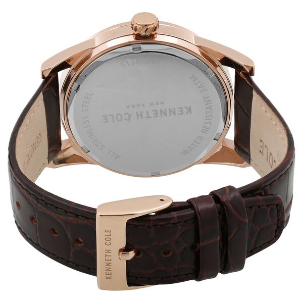 Kenneth Cole Quartz Multifunction Silver Dial Leather Strap Watch for Men - image number 3