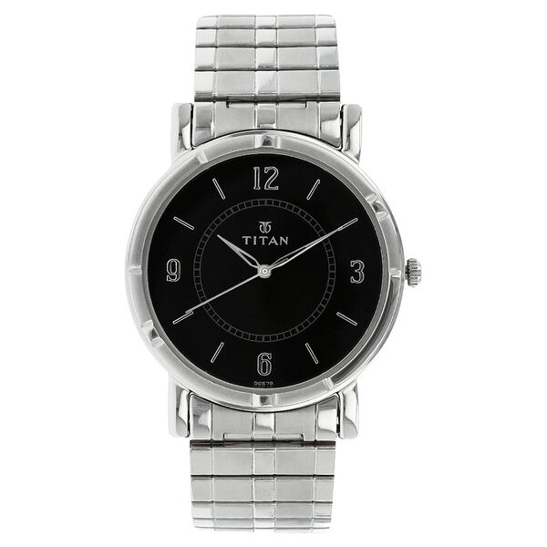 Titan Karishma Quartz Analog Black Dial Silver Stainless Steel Strap Watch For Men - image number 0